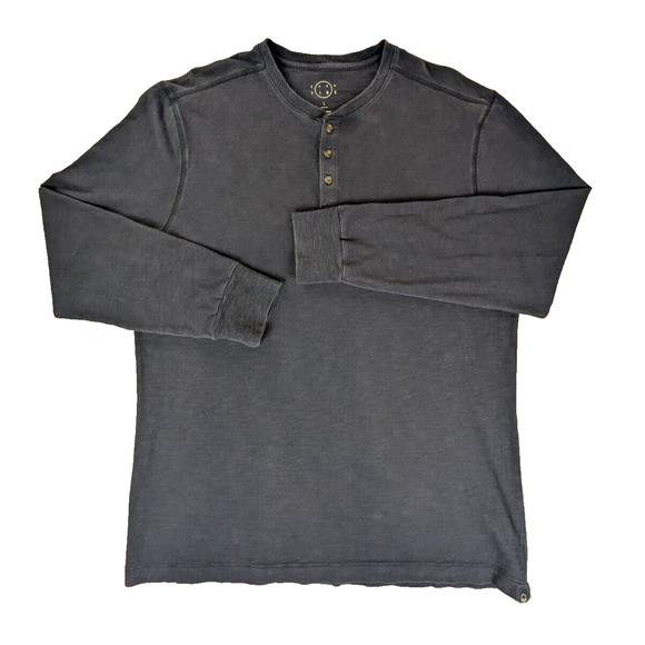 Even Tide Henley Shirt Large Men's Long Sleeve T-Shirt 100% Cotton Tee Navy - Picture 1 of 10